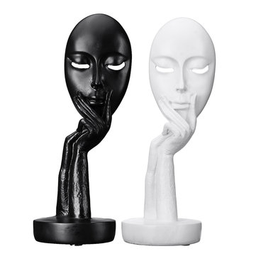 European Style Statue-Resin Sculpture Women Face Mask Ornament Black