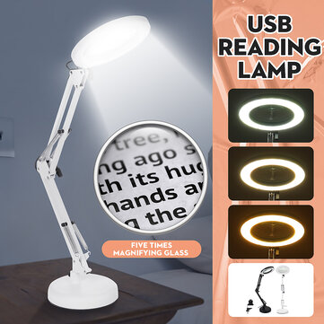 Usb 5x Magnifying Desk Lamp Table Top, Table Top Magnifier Lamp