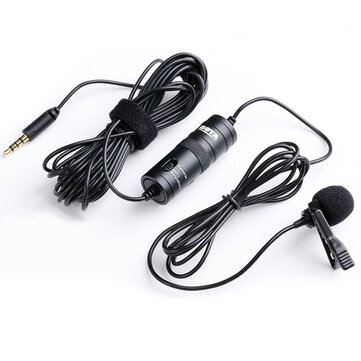  BOYA BY-M1 3.5mm Lavalier Lapel Condenser Microphone for iPhone DSLR Cameras DV Audio Video Record Clip-on Mic for Smartphone Camcorder 