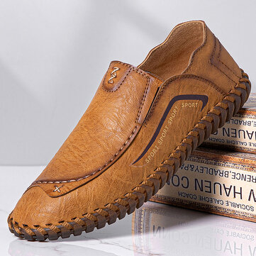Men Genuine Leather Soft Sole Non Slip Hand Stitching Shoes