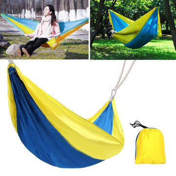 (UK)260x145CM Outdoor Double Hammock Portable Parachute Nylon Hanging Swing Bed Travel Camping