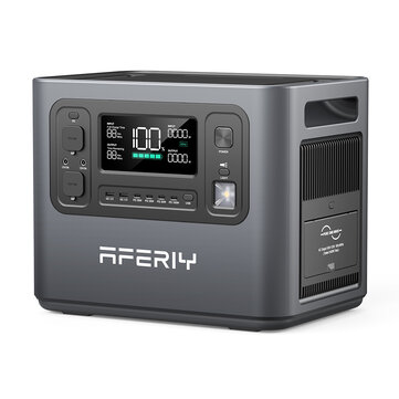 [UK Direct] Aferiy P210 2400W 2048Wh LiFePO4 Battery Portable Power Station UPS Pure Sine Wave, UK Plug, 13 Output Ports,1.5 Hours Fast Charging, Solar Generator for Outdoor Camping RV Home Emergency Backup Power