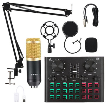 16% OFF for BM800 Pro Condenser Microphone Kit with V8 Plus Muti－functional Bluetooth Sound Card