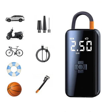 80W Smart Wireless Inflation Bicycle Air Pump 150PSI Electric Wireless 3600mAh Battery Power Bank Digital Display Noise Reduction Portable Tire Inflator Pump For Motorcycle Car bike Boat Ball