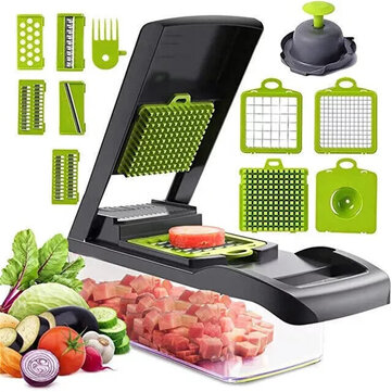 14-in-1 Vegetable Slicer Multifunctional Eco-Friendly Compact Kitchen Tool with Stainless Steel Blades Perfect for Efficient Chopping Shredding Slicing Fruits and Vegetables