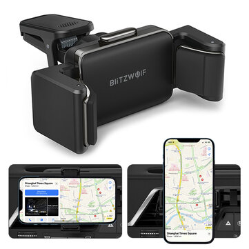 BlitzWolf BW-CF1 Universal 360° Rotation Car Air Vent Auto Memory Lock Mobile Phone Holder Stand Bracket for 66-90mm Width for iPhone 12 POCO X3 NFC/POCO F3