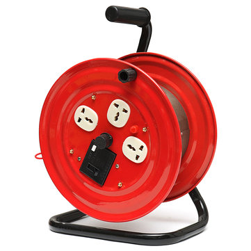 220V Multi-Outlet 3 Plug Heavy Duty Red Electrical Extension Cord