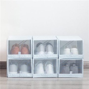 Hot Sale Clear Foldable Plastic Shoe Boxes Organizer Storage Stackable Tidy Box 
