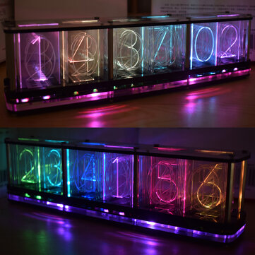 RGB Simulation Glow Tube Clock LED Desktop Decoration Tube Clock DIY Kit BBC 