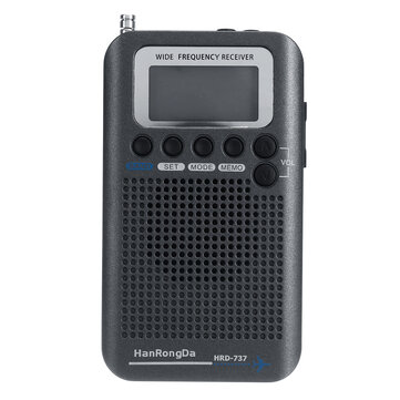 Full Bands Portable Digital AIR FM AM CB SW VHF Radio LCD Stereo Mini Receiver Speaker - Gold