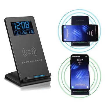 Loskii DC-01S Electric LED 12/24H Alarm Clock With Phone Wireless Charger Table Digital Thermometer Display Desktop Clock