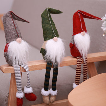 Loskii Christmas Decorations No Face Santa Claus Doll Pendants Window Ornaments Cartoon Xmas Hanging Tree Decor Gift for Children