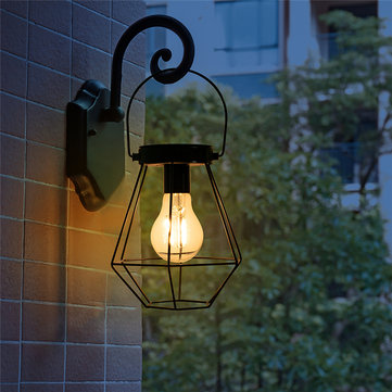 Vintage Solar Powered LED Lantern Candle Light Hanging Garden Lamp d d 