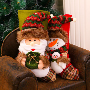 Loskii 1PCS Christmas Stockings Ornament Articles Pendant Will Socks Children Gift Socks Santa Sacks Christmas Decorations