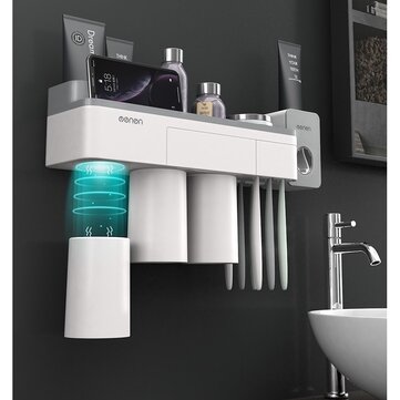 [Magnetic Design] Jordan＆Judy Mutifunctional Magnetic Toothbrush Holder with Toothpaste Squeezer Cups Bathroom Storage Rack Nail Free Mount for Shaver Toothbrsuh Phone from Xiaomi Youpin － #2