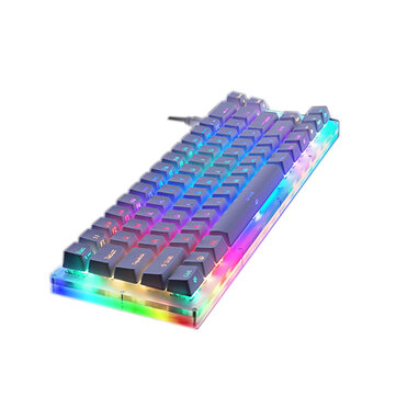 Womier K66 66Key Tyce-C Wired RGB Backlit Gateron Switch Mechanical Gaming Keyboard with Crystalline Base for PC Laptop