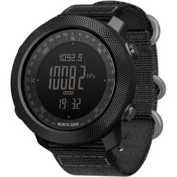 NORTH EDGE Apache2 Altimeter Barometer Compass Temperature Display 50m Waterproof Outdoor Sport Digital Watch － Black