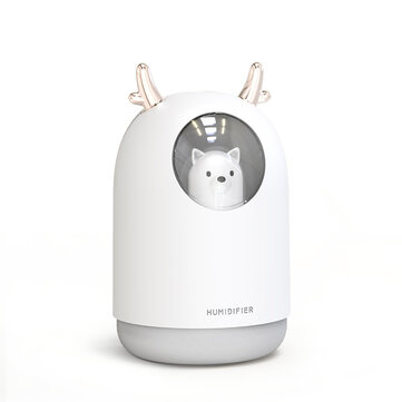 Loskii USB 300ml Humidifier Cute Pet Ultrasonic Cool Mist Aroma Diffuser LED Night Light