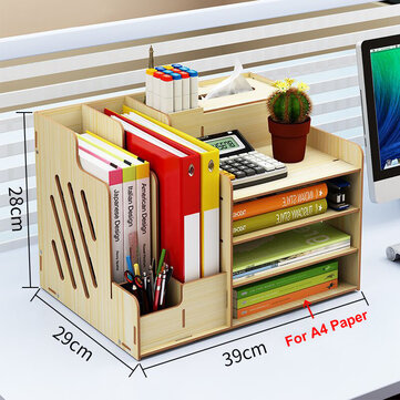 Large Wooden Storage Box File Holder Office Pen Book Desktop Organizer Storage Box with Drawer Stationary Container