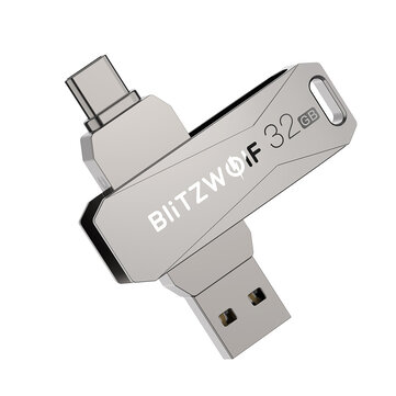BlitzWolf BW-UPC2 2 in 1 Type-C USB3.0 Ultra-fast Transmission 360� Rotation Zinc Alloy 32GB 64GB Support OTG USB Flash Drive 30% OFF