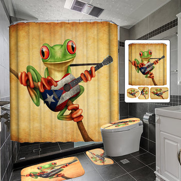 Frog Playing Guitar Bathroom Shower, Guitar Shower Curtain